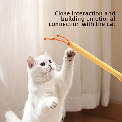 2 in 1 Retractable Cat Tickler Double Sided Massager Cat Teaser Wand Interactive Cat Toy for Kitten Grooming Relieve Itching