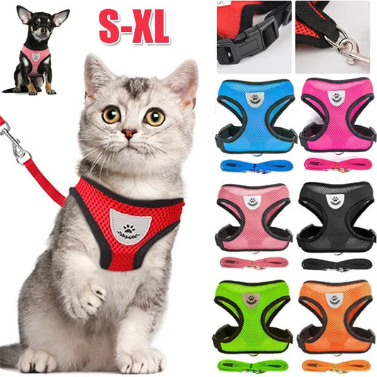 Cat Dog Harness with Lead Leash Adjustable Vest.