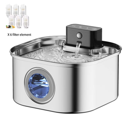 3L 5V Rechargeable Automatic Stainless Steel Dogs Water Fountain 4000mAh