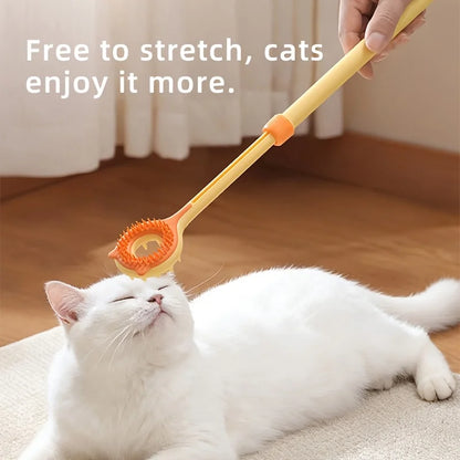 2 in 1 Retractable Cat Tickler Double Sided Massager Cat Teaser Wand Interactive Cat Toy for Kitten Grooming Relieve Itching
