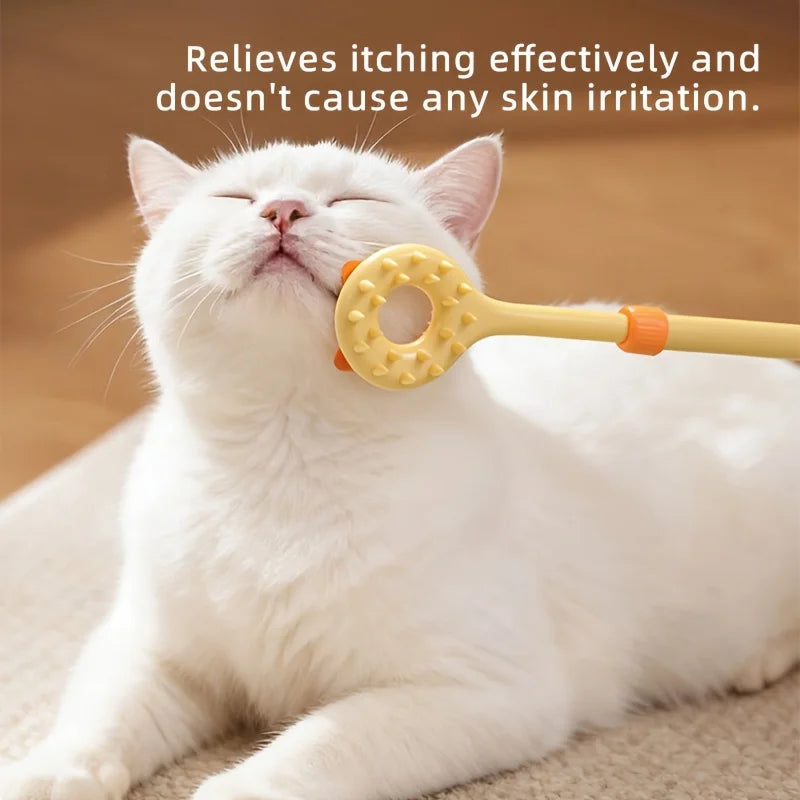 2 in 1 Retractable Cat Tickler Double Sided Massager Cat Teaser Wand Interactive Cat Toy for Kitten Grooming Relieve Itching