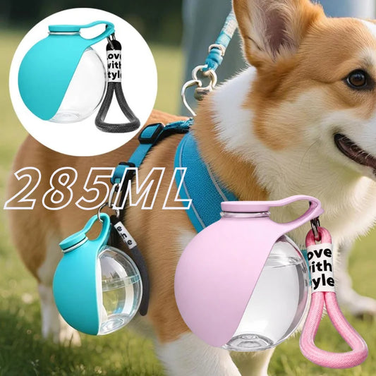 285ml Pet Drinking Silicone Bowl with Lanyard Removable Dog Feeding Bottle.