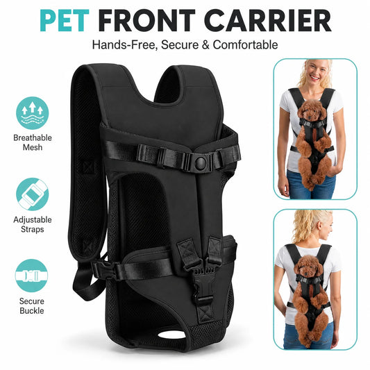 Hands-Free Front Pet Carrier Backpack – Breathable Adjustable Puppy Carrier for Small Dogs
