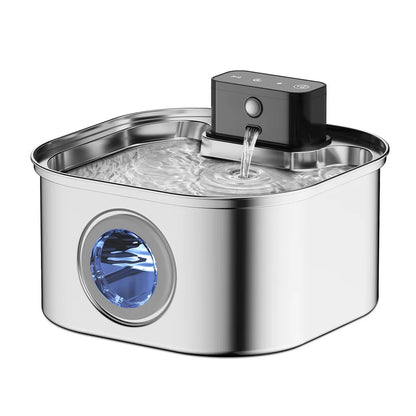 3L 5V Rechargeable Automatic Stainless Steel Dogs Water Fountain 4000mAh