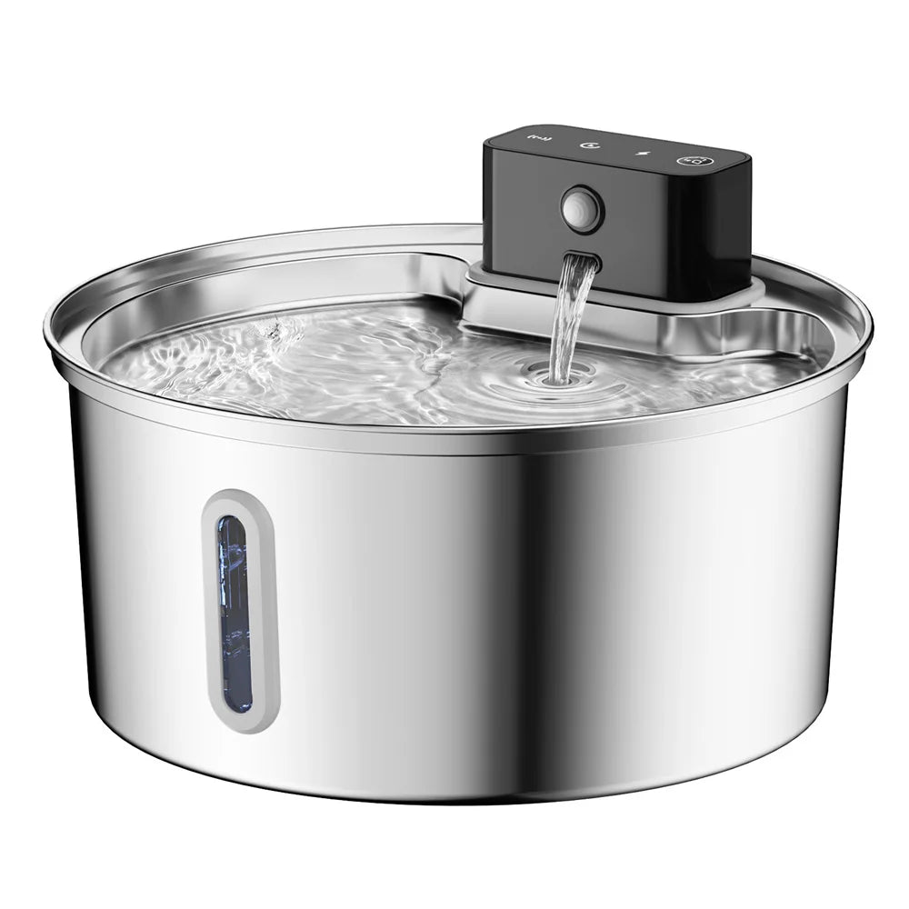 3L 5V Rechargeable Automatic Stainless Steel Dogs Water Fountain 4000mAh