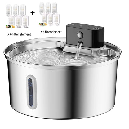 3L 5V Rechargeable Automatic Stainless Steel Dogs Water Fountain 4000mAh